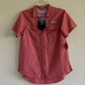 Habit Pink Sport/Activewear Button Up Short Sleeve Shirt Top Blouse Size Med NWT